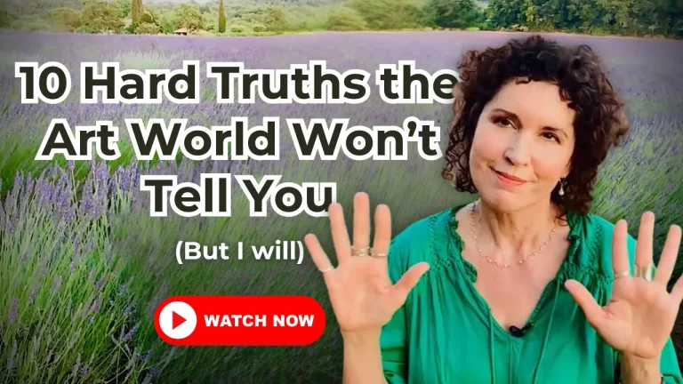 Crista YT thumbnail in lavander fields talking about 10 hard truths art world wont tell you