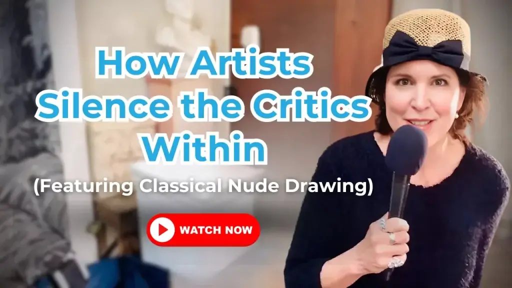 Crista taliking in a studio in L'Académie des Arts d' Avignon talking about true confidence and how artists silence the critics within