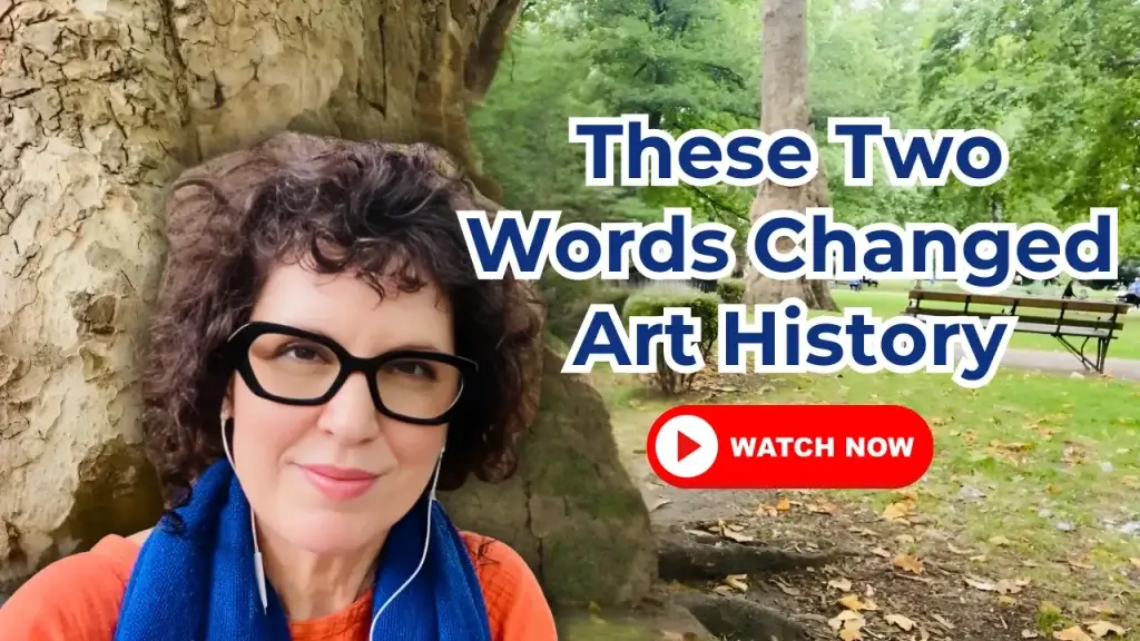 Crista in a London park talking about art history insights for artists