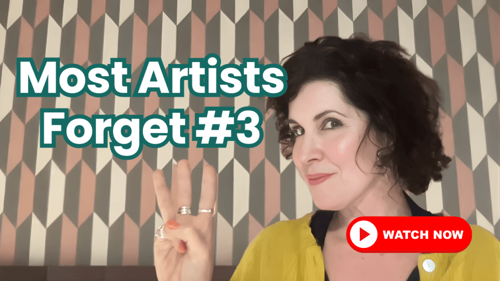 Crista Cloutier holding up three fingers while speaking to camera, with on-screen text reading “Most People Forget #3,” referencing the three pillars of a sustainable creative life for artists: creation, connection, and inhalation.