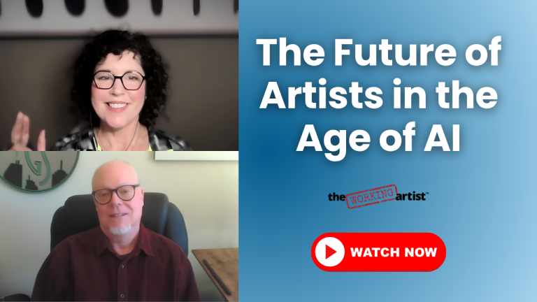 Crista Cloutier and Jason Sikes speaking together in an online video meeting about AI and art.