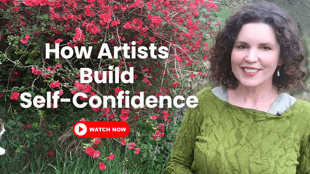 Crista Cloutier speaking on camera in a video about how artists build self-confidence.